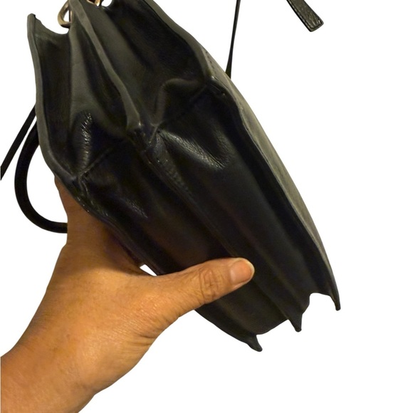 black leather satchel-style handbag from Via Spiga beautiful three compartments - Picture 7 of 16